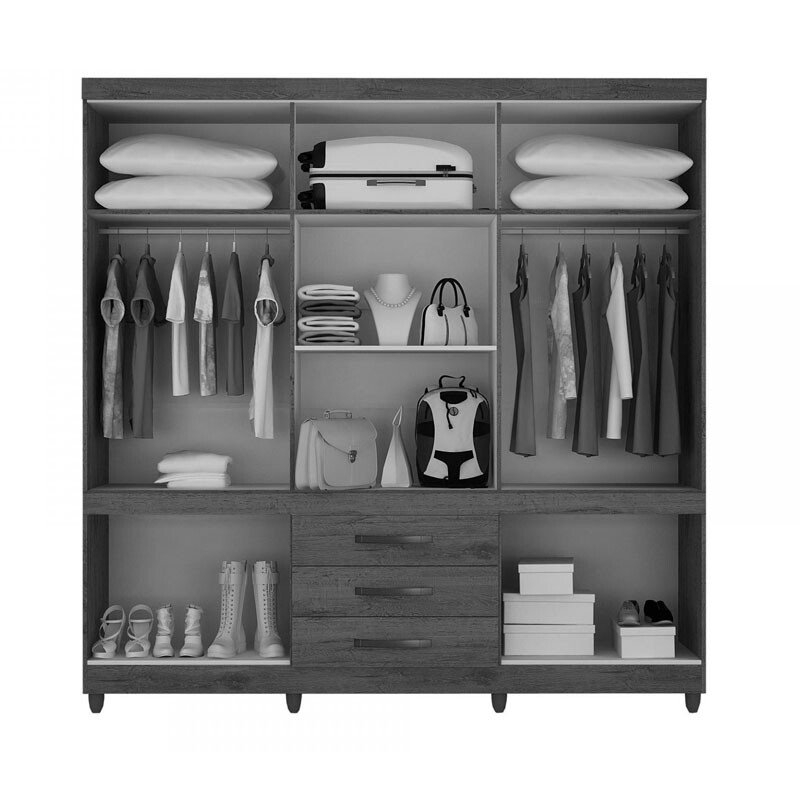 Guarda-Roupa Casal 10 Portas New Parma C/Espelho Larg. 2.06m Cinamomo Com Pés Sallêto - Imagem 2