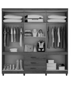 Guarda-Roupa Casal 10 Portas New Parma  C/Espelho larg. 2.06m Cinamomo/Off White Com Pés Sallêto - Imagem 2
