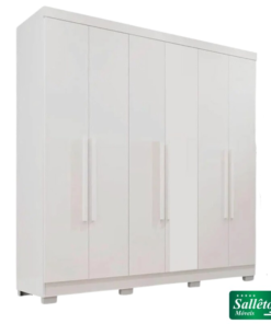 Guarda-roupa Casal Recife Branco 6 Portas C/Pés Larg. 1.80m - Sallêto