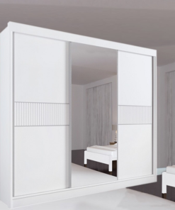 Roupeiro Los Angeles Branco C/ Detalhe Ripado 100% MDF Larg. 2.73m - D Doro