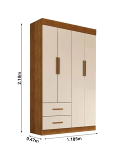 Guarda-Roupa Solteiro Savero Premium 4 Portas S/Espelho Larg. 1.19m Cinamomo/Off White Com Pés Sallêto - Imagem 3