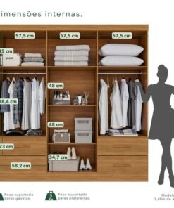 Guarda-roupa Texas Premium Cinamomo 6 Portas 4 gavetas Larg. 1.80m - Sallêto - Imagem 2
