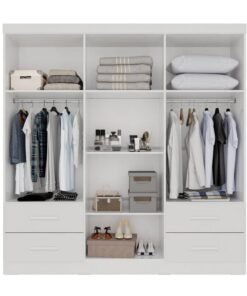Guarda-roupa Texas Premium Branco 6 Portas 4 gavetas Larg. 1.80m - Sallêto - Imagem 2