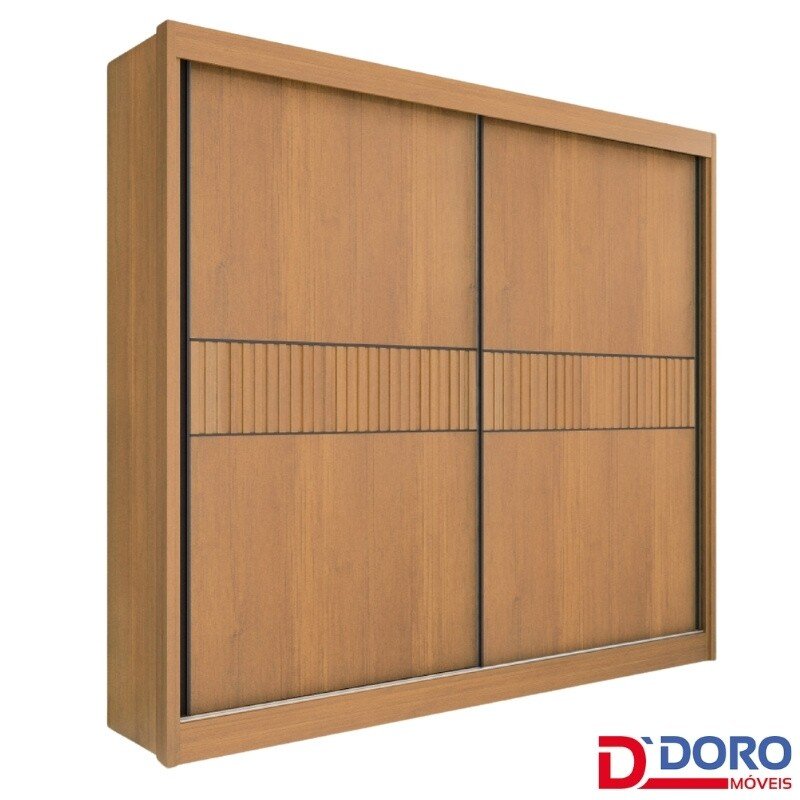 Guarda-roupa Casal Cancun Cinamomo/Off 2 Portas 6 Gavetas Detalhe Ripado 100% MDF Larg. 2.20m - D Doro - Imagem 2