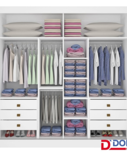 Guarda-roupa Casal Cancun Cinamomo/Off 2 Portas 6 Gavetas Detalhe Ripado 100% MDF Larg. 2.20m - D Doro - Imagem 3