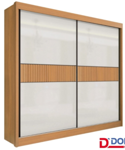 Guarda-roupa Casal Cancun Cinamomo/Off 2 Portas 6 Gavetas Detalhe Ripado 100% MDF Larg. 2.20m - D Doro