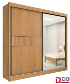 Alternative view of Guarda-Roupa Casal 2 Portas Titanium Ripado MDF Cinamomo/Off White Larg. 2.20m D Doro
