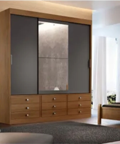Guarda-Roupa Casal 3 Portas Texas Larg. 1.80m Imbuia/Grafite Rufato
