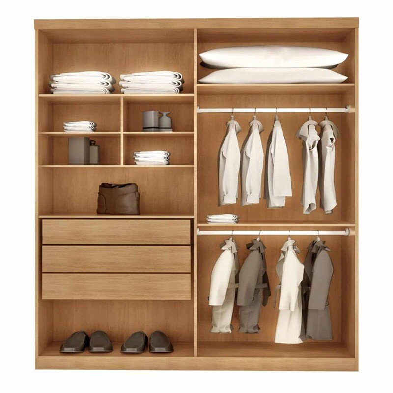 Guarda-roupa Império Nature/Off 4 Portas 3 Gavetas Larg. 1.80m 100% MDF Rufato - Oferta - Imagem 2