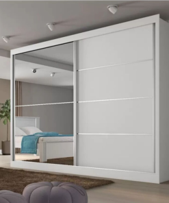 Guarda-Roupa Casal Verona Plus MDF 1 Porta com Espelho Branco Larg. 2.02m Madmarcs