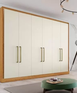 Roupeiro Casal Argos 6 portas Larg. 2.40m MDF Peroba/Off Made Marcs