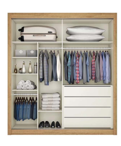 Alternative view of Guarda-Roupa Solteiro Europa 100% MDF com Espelho Amêndoa/Off White Larg. 1.70 m Europa