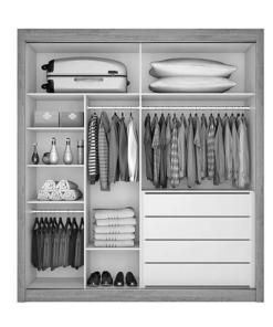 Alternative view of Guarda-Roupa Solteiro Europa com Espelho 2 Portas Larg. 1.70m MDF Off White Europa