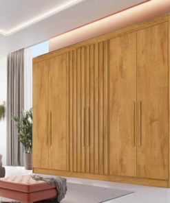 Guarda-Roupa Casal Potente Ripado 6 Portas MDF Larg. 2.50m Peroba Europa