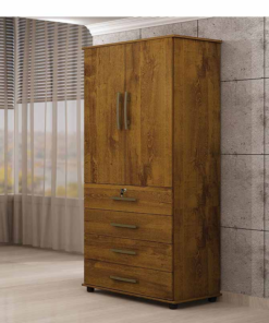 Guarda-Roupa Solteiro 2 portas 4 Gavetas Maia Larg. 0.76m Rovere Rustico Benetil