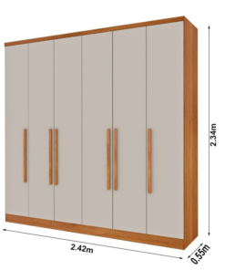 Roupeiro Casal Veneza Cinamomo/Off 6 Portas 4 Gavetas Larg. 2.39m - Tcil - Imagem 3