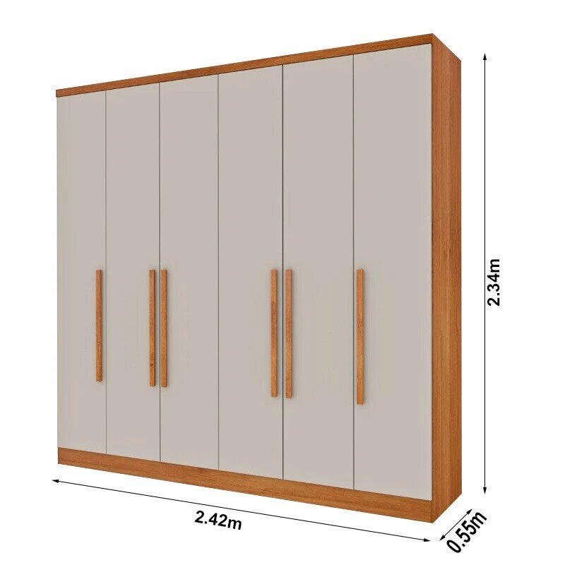 Roupeiro Casal Veneza Cinamomo/Off 6 Portas 4 Gavetas Larg. 2.39m - Tcil - Imagem 3
