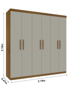 Guarda-Roupa Casal 6 Portas Olimpo Larg. 2.19m Cinamomo/Off White Tcil - Imagem 3