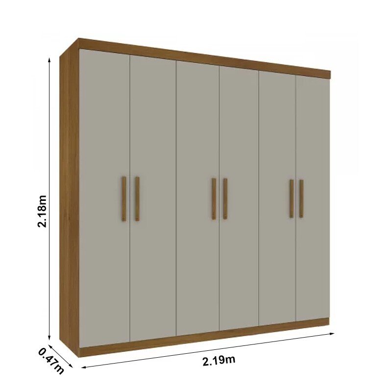 Guarda-Roupa Casal 6 Portas Olimpo Larg. 2.19m Cinamomo/Off White Tcil - Imagem 3