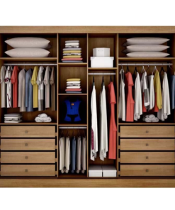 Roupeiro Diamond Plus Cumaru 3 Portas 8 Gavetas C/ 1 Espelho Ripado 3D Larg. 2.41m 100% MDF - Novo Horizonte - Imagem 2