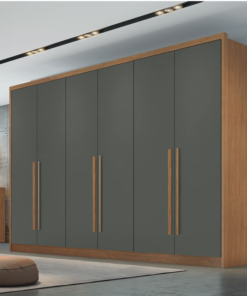 Guarda-Roupa Casal 6 Pts 8 Gav. Robust Plus MDF Cumaru-Grafite Larg. 2.76m Novo Horizonte