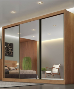 Guarda-Roupa Casal 3 Pts 8 Gav. Espelhadas Diamond Plus MDF Cumaru Larg. 2.41m Novo Horizonte