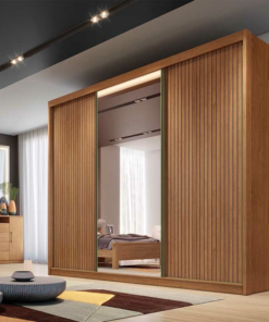 Guarda-Roupa Casal Montello Larg. 2.41m 100% MDF 3 Pts 8 Gav. c/ Espelho Cumaru Novo Horizonte