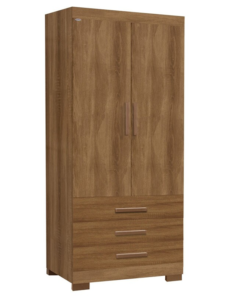 Guarda-Roupa Solteiro Floripa 2 Portas 3 Gavetas Mel Larg. 0.61m Com Pés Rud Rack - Imagem 3