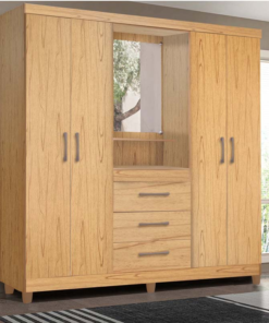 Guarda-Roupa Solteiro Capelinha Lyon c/Espelho 4 portas Cinamomo Com Pés Rud Rack