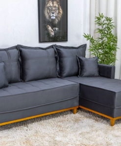 Sofá 3 Lug. Milão C/Chaise Lado Esquerdo Veludo Cinza 814 Larg. 2.30m - Molas Ensacadas