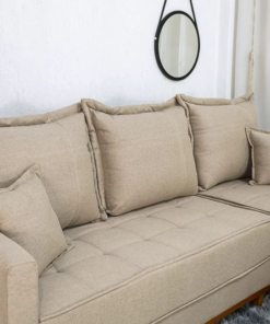 Sofá 3 Lug. Milão C/Chaise Lado Esquerdo Linho Bege 1006 Larg. 2.30m - Molas Ensacadas - Imagem 3