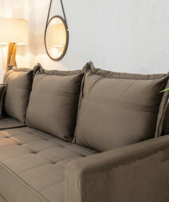 Sofá 3 Lug. Milão C/Chaise Lado Direito Veludo Marrom 815 Larg. 2.30m - Molas Ensacadas - Imagem 3