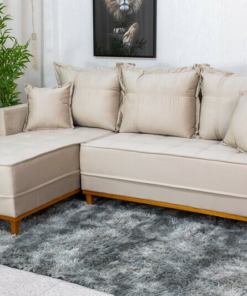 Sofá 3 Lug. Milão C/Chaise Lado Direito Veludo Bege 818 Larg. 2.30m - Molas Ensacadas