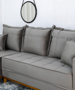 Sofá 3 Lug. Milão C/Chaise Lado Direito Veludo Cinza 813 Larg. 2.30m - Molas Ensacadas - Imagem 3