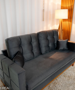 Sofá 3 lugares Living Califórnia Veludo Cinza Larg. 1.82m - Imagem 3
