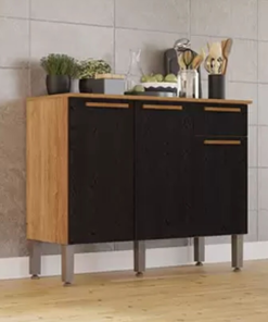 Balcão Cozinha Madri Larg. 1.05m Cinamomo/Preto Sallêto