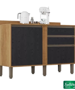 Balcão Cozinha Pérola Cinamomo/Preto 2 Portas 2 Gavetas Larg. 1.20m - Sallêto