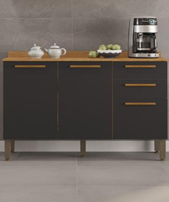Balcão para Cozinha New Valência larg. 1.20m Cinamomo/Grafite Sallêto