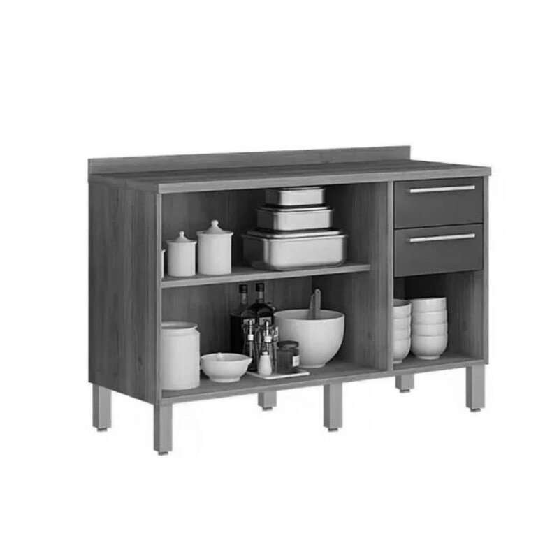 Balcão Cozinha Paris Cinamomo/Off white 3 Portas 2 Gavetas Larg. 1.20m Sallêto - Imagem 2