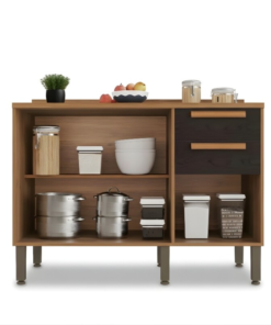 Alternative view of Balcão Flórida Larg. 1.20m Cinamomo/Preto 3 Portas 2 Gavetas Sallêto - Oferta