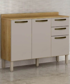 Balcão para Cozinha Valência Carvalho/Off White Sallêto