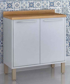 Balcão Cozinha Paris Branco/Carvalho 2 Portas Larg. 0.80m Sallêto