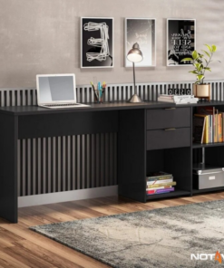 Mesa Office NT 2060 Larg. 2.00m Preto 2 Gavetas Notável - Oferta