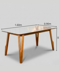 Alternative view of Mesa de Jantar Siena 160x90 Vidro Off/Base Madeira - Art Assento
