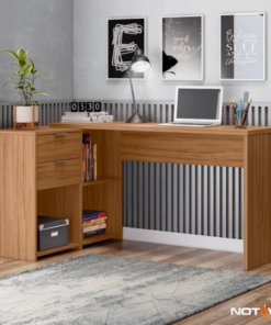 Mesa Office NT 2060 Larg. 2.00m Freijó 2 Gavetas Notável - Oferta