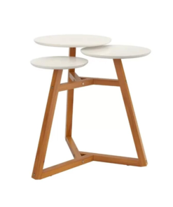 Mesa Lateral Classic 3 Tampos Off White/Nature Tebarrot - Imagem 2