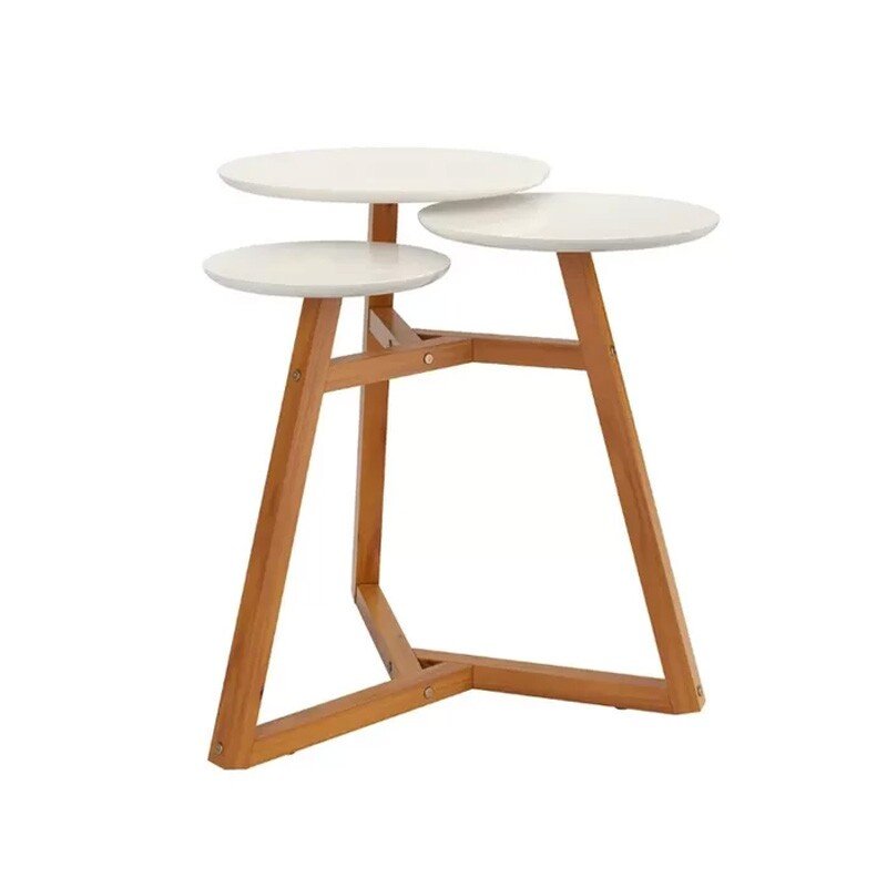 Mesa Lateral Classic 3 Tampos Off White/Nature Tebarrot - Imagem 2