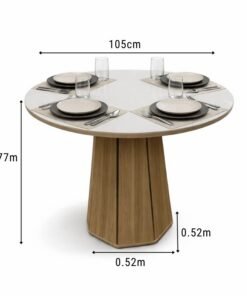 Alternative view of Mesa de jantar Jade BA54 Tampo Redonda 105x105cm MDF C/vidro Off White - Kappesberg