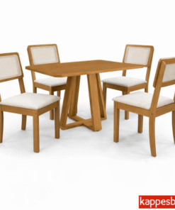 Mesa de Jantar BA65 Tampo MDF Madeirado 120X80 + 4 Cad. Gardeni Cinamomo - Kappesberg - Imagem 2