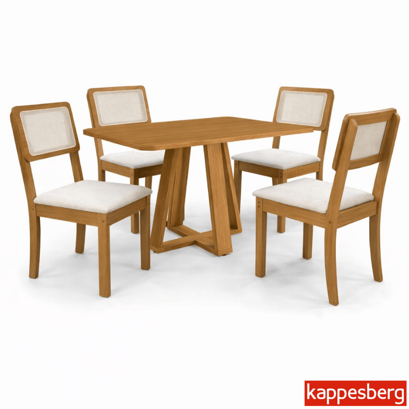 Mesa de Jantar BA65 Tampo MDF Madeirado 120X80 + 4 Cad. Gardeni Cinamomo - Kappesberg - Imagem 2
